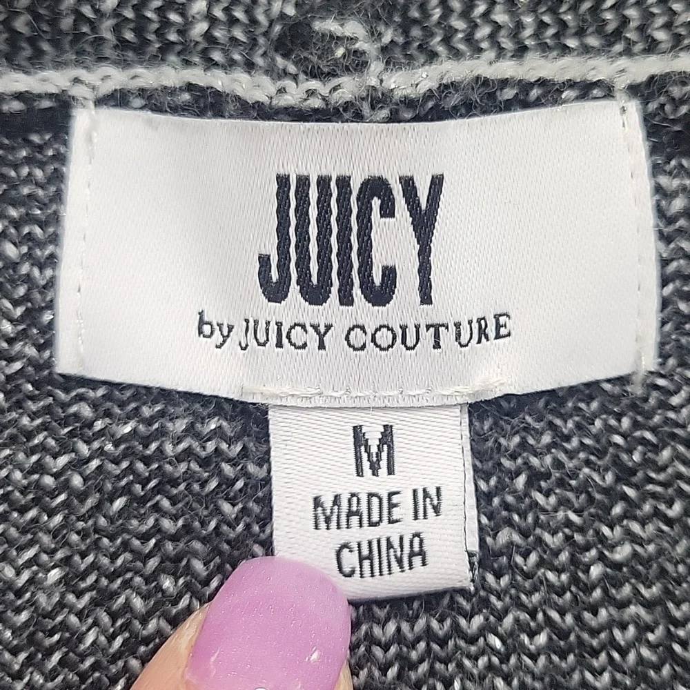 Juicy By Juicy Couture Black and Gray Knit Sweater with Hoodie